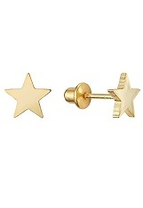 good-looking tiny plain star gold earrings for babies and kids        